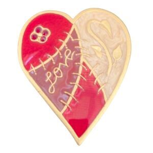 Vintage 1980s Stitched Heart Lapel Pin - Enamel Love Brooch